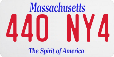 MA license plate 440NY4