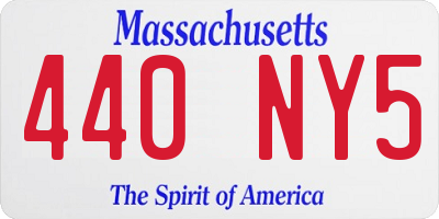 MA license plate 440NY5