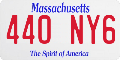 MA license plate 440NY6