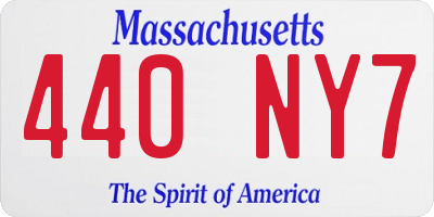 MA license plate 440NY7