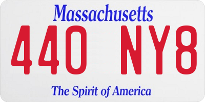 MA license plate 440NY8