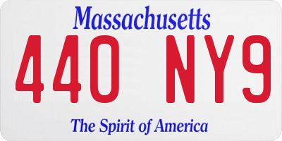 MA license plate 440NY9