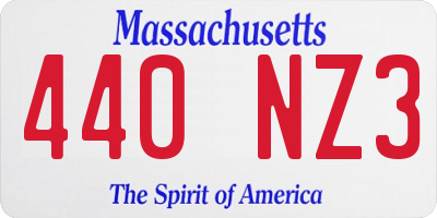 MA license plate 440NZ3