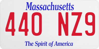 MA license plate 440NZ9