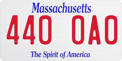 MA license plate 440OA0
