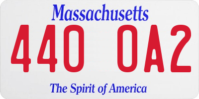 MA license plate 440OA2