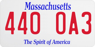 MA license plate 440OA3