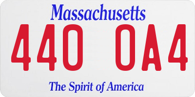 MA license plate 440OA4