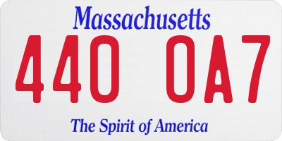 MA license plate 440OA7