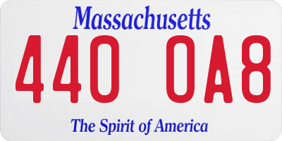 MA license plate 440OA8