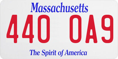 MA license plate 440OA9
