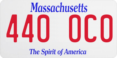 MA license plate 440OC0
