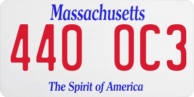 MA license plate 440OC3