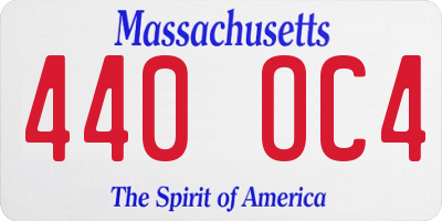 MA license plate 440OC4