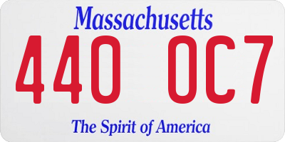 MA license plate 440OC7