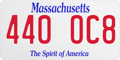 MA license plate 440OC8