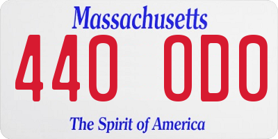 MA license plate 440OD0