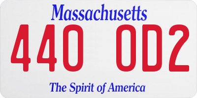 MA license plate 440OD2