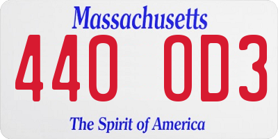 MA license plate 440OD3