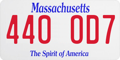 MA license plate 440OD7