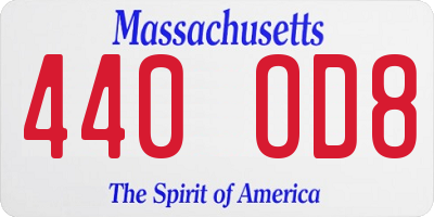 MA license plate 440OD8