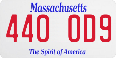 MA license plate 440OD9