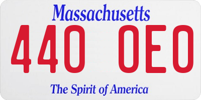 MA license plate 440OE0