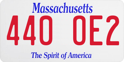MA license plate 440OE2