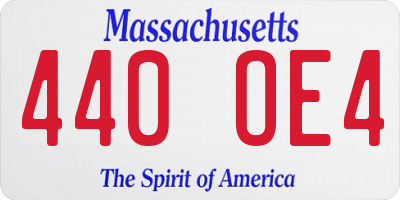 MA license plate 440OE4
