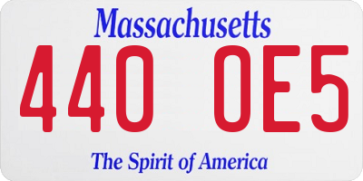 MA license plate 440OE5