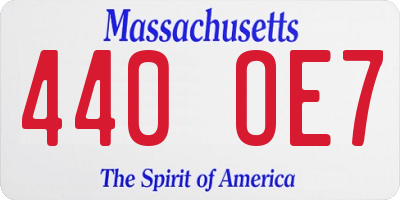 MA license plate 440OE7