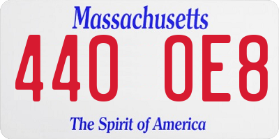 MA license plate 440OE8
