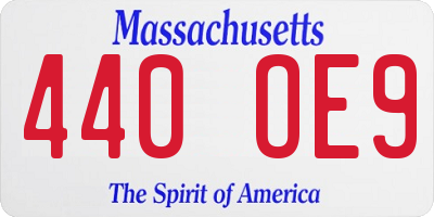 MA license plate 440OE9
