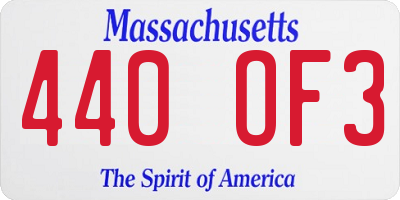 MA license plate 440OF3