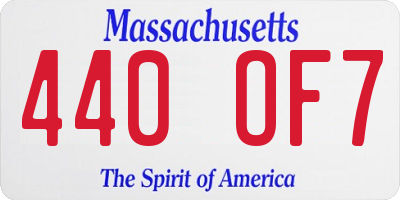 MA license plate 440OF7