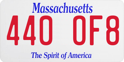 MA license plate 440OF8