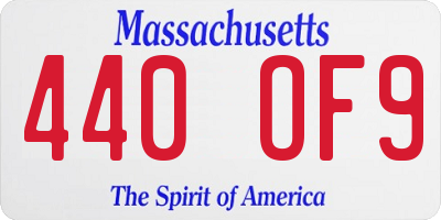 MA license plate 440OF9