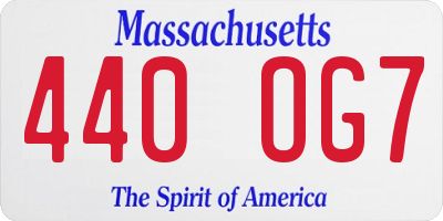 MA license plate 440OG7