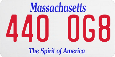 MA license plate 440OG8
