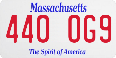 MA license plate 440OG9