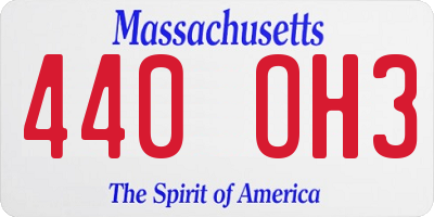 MA license plate 440OH3
