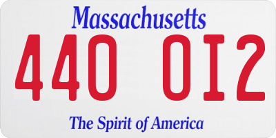 MA license plate 440OI2