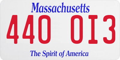 MA license plate 440OI3
