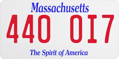 MA license plate 440OI7