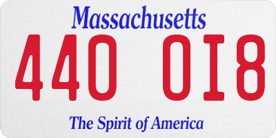 MA license plate 440OI8