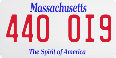MA license plate 440OI9