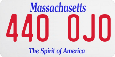 MA license plate 440OJ0