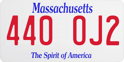 MA license plate 440OJ2