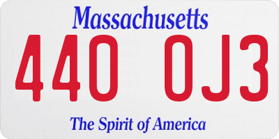 MA license plate 440OJ3