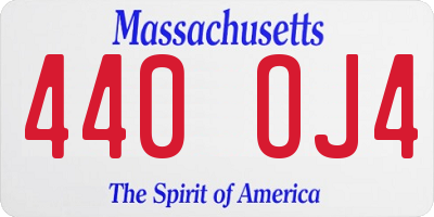 MA license plate 440OJ4